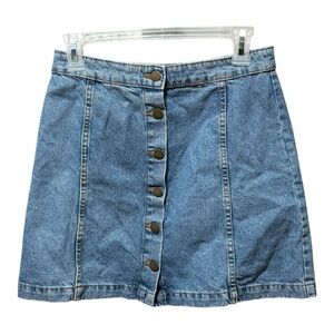 Denim Co Y2K Denim Mini Skirt Button Up Low Rise Vibe Blue Size 8